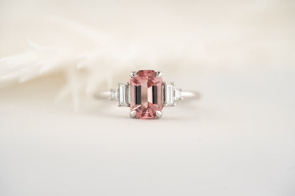 The Mira Ring | 1.62 CT Emerald Cut Pink Tourmaline - Lavender Creek Gems 