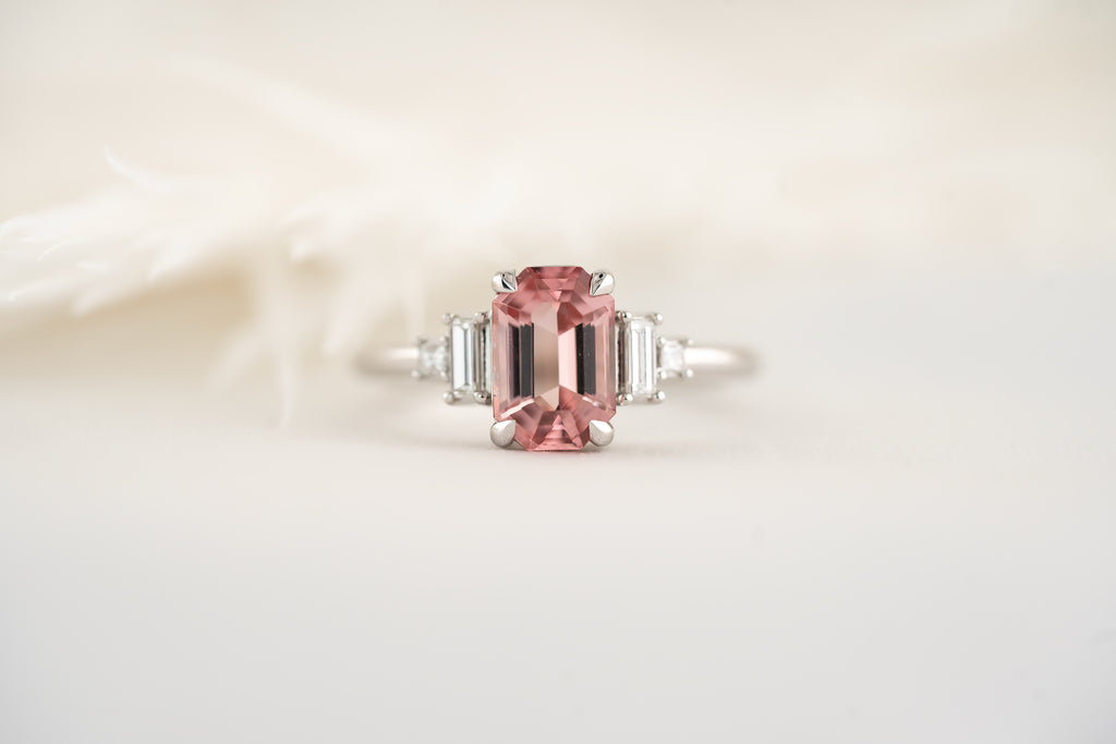 The Mira Ring | 1.62 CT Emerald Cut Pink Tourmaline - Lavender Creek Gems 