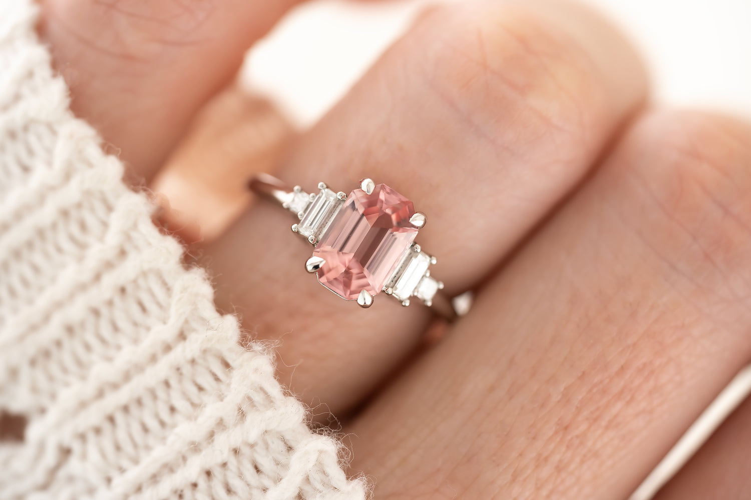 The Mira Ring | 1.62 CT Emerald Cut Pink Tourmaline - Lavender Creek Gems 