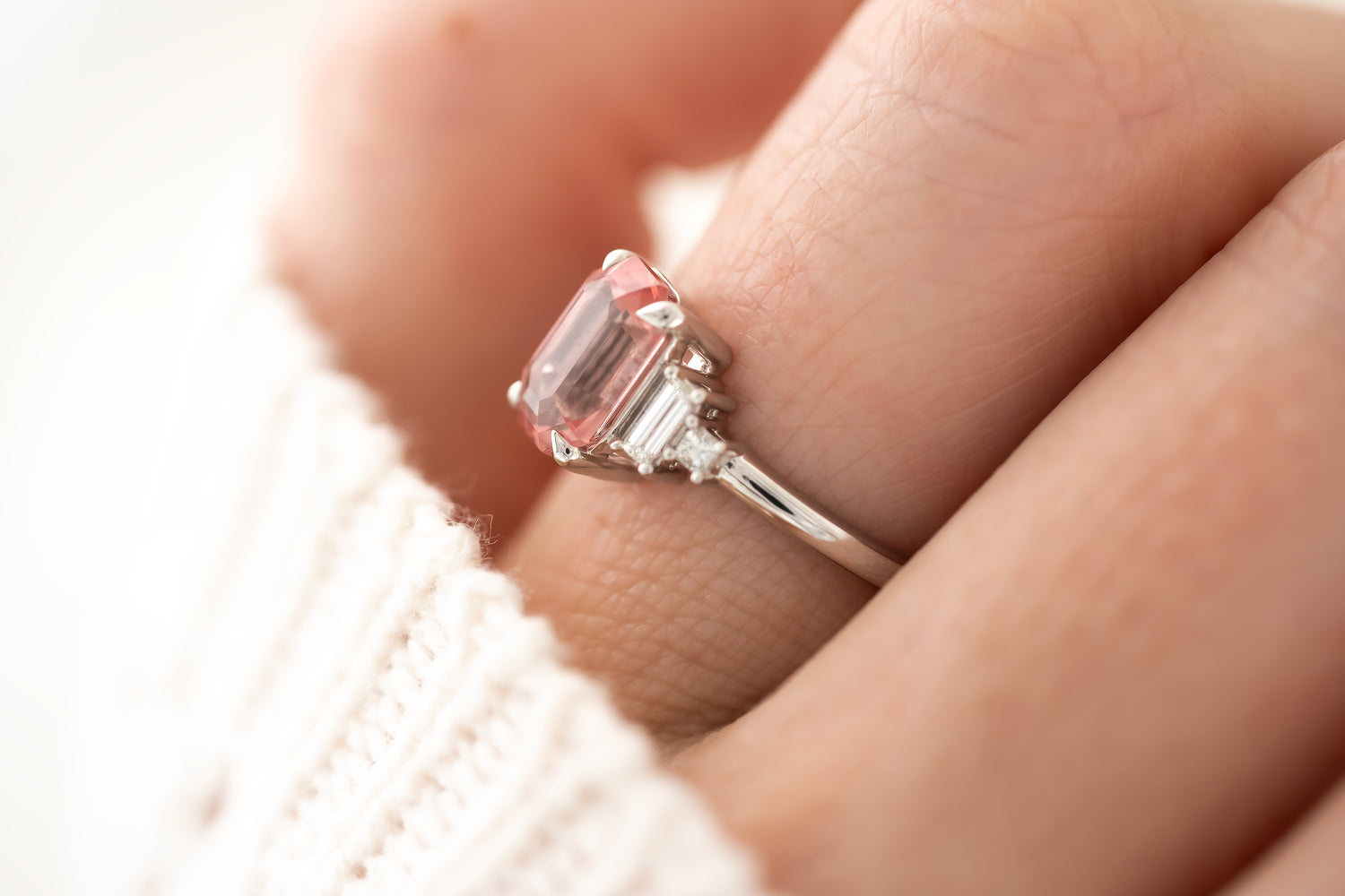 The Mira Ring | 1.62 CT Emerald Cut Pink Tourmaline - Lavender Creek Gems 