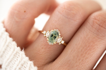 The Naevia Ring - 1.3 CT Oval Montana Teal Sapphire - Lavender Creek Gems 