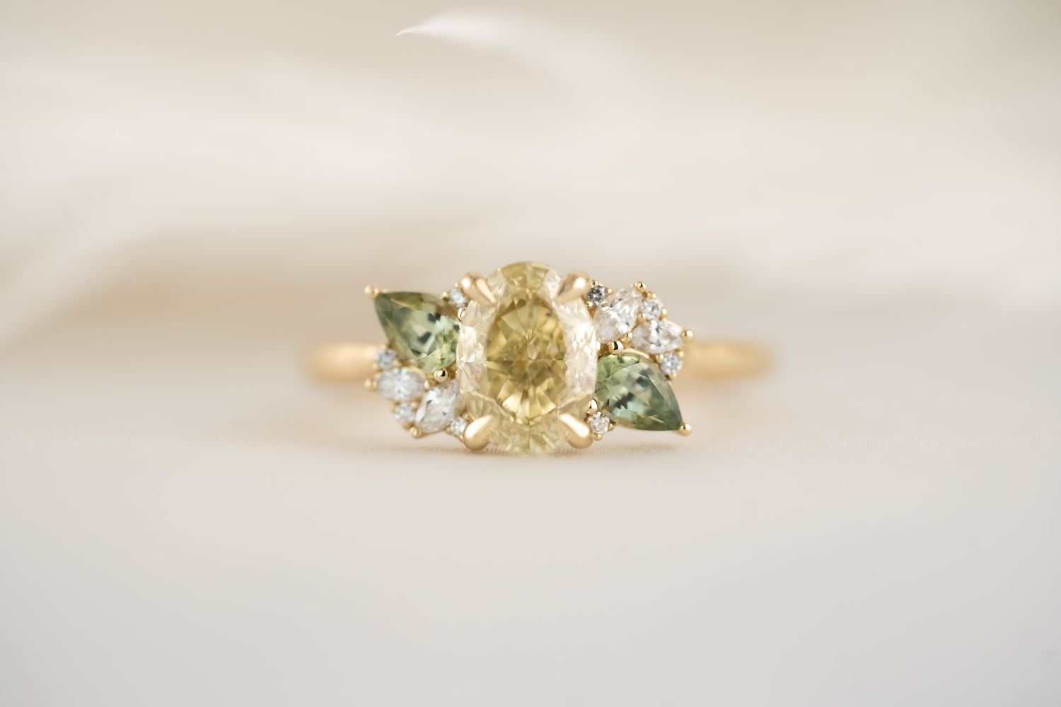 The Fleur Ring - 1.41 CT Oval Yellow Diamond - Lavender Creek Gems 