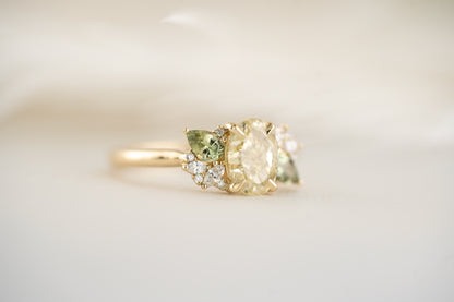 The Fleur Ring - 1.41 CT Oval Yellow Diamond - Lavender Creek Gems 