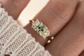 The Fleur Ring - 1.3 CT Oval Mint Green Montana Sapphire - Lavender Creek Gems 