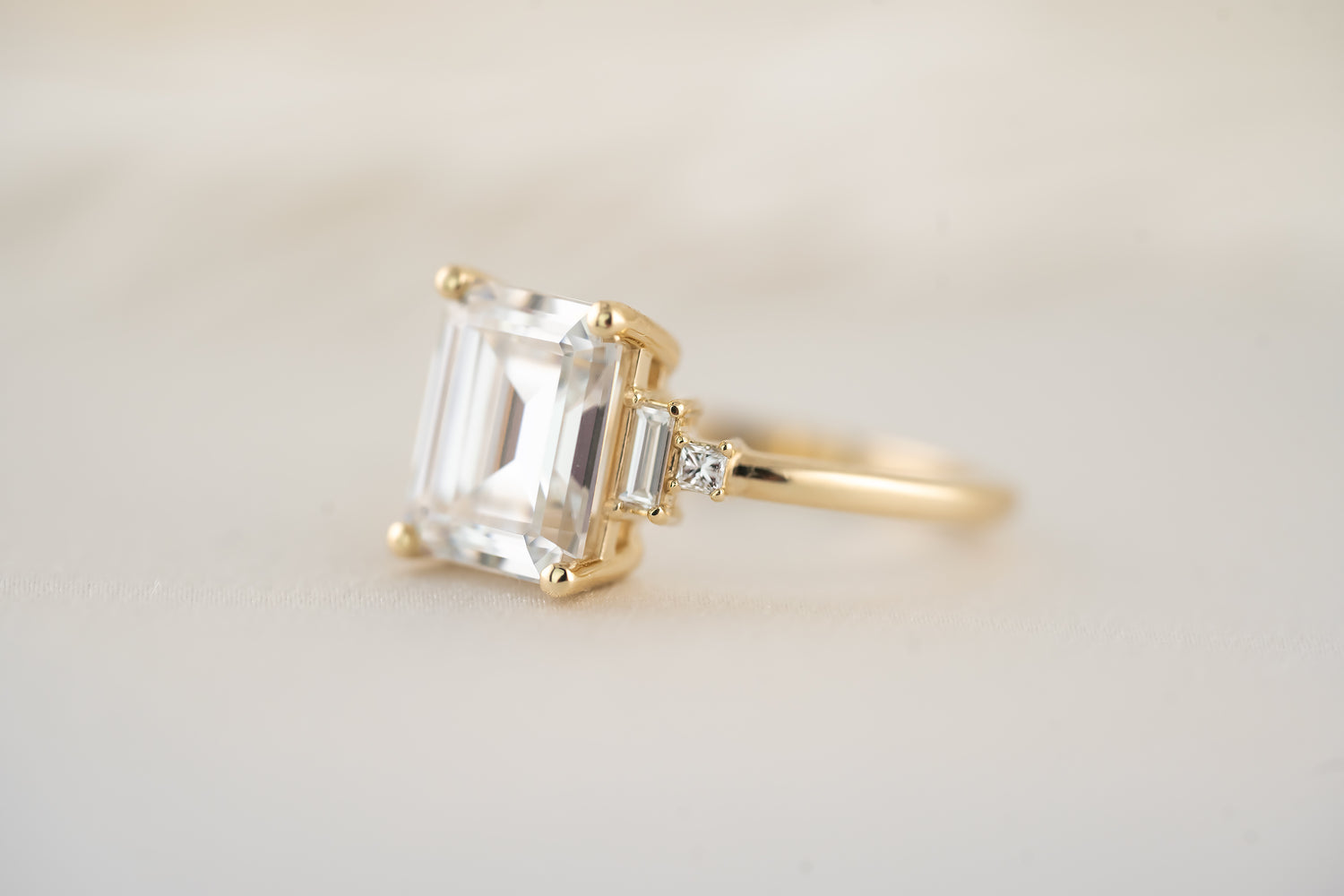 The Mira Ring - Emerald Cut Moissanite - Lavender Creek Gems 