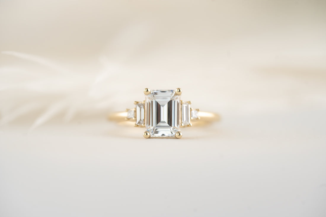 The Mira Ring - Emerald Cut Moissanite - Lavender Creek Gems 