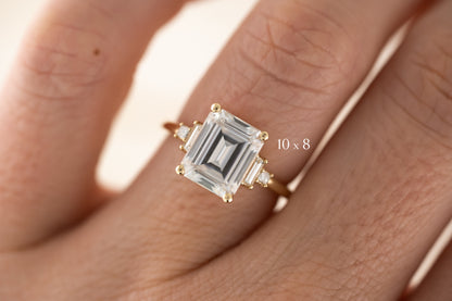 The Mira Ring - Emerald Cut Moissanite - Lavender Creek Gems 