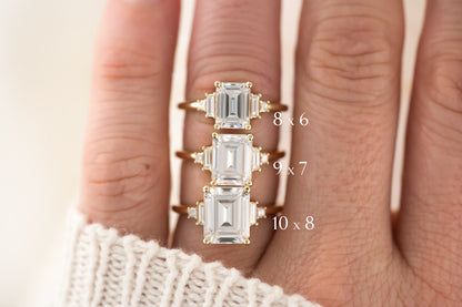 The Mira Ring - Emerald Cut Moissanite - Lavender Creek Gems 