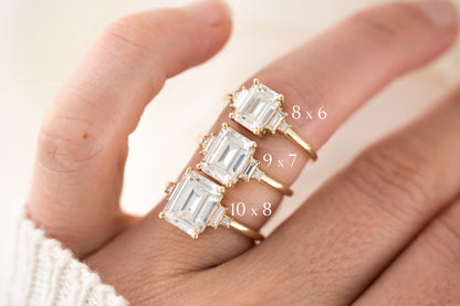 The Mira Ring - Emerald Cut Moissanite - Lavender Creek Gems 