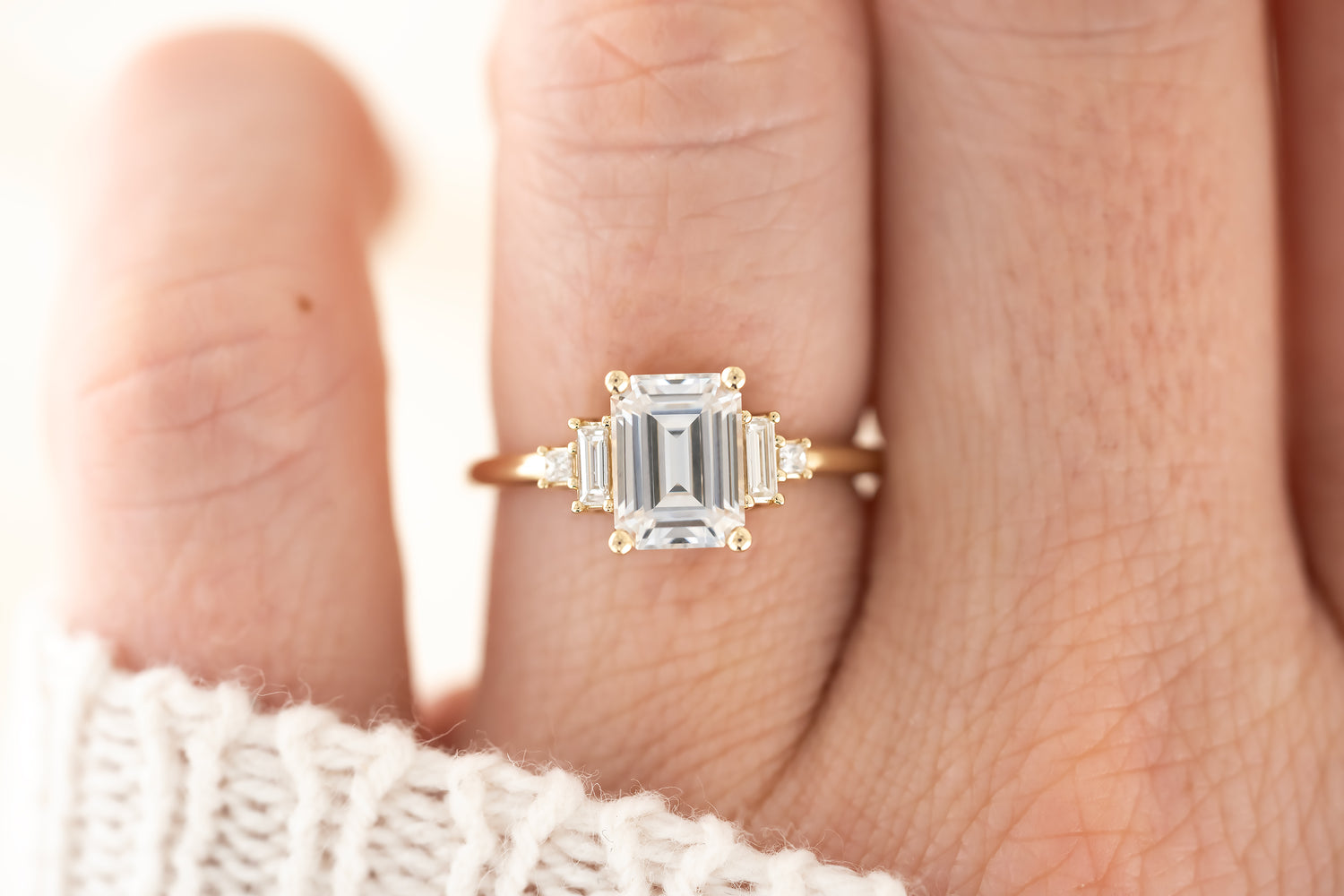 The Mira Ring - Emerald Cut Moissanite - Lavender Creek Gems 