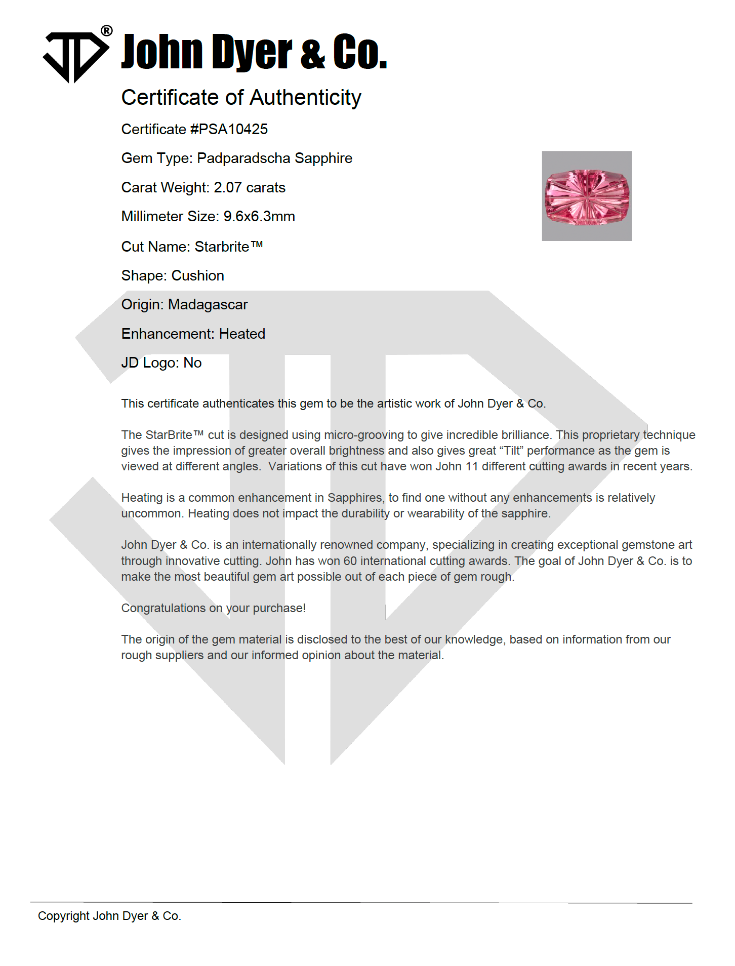 The Maeve Ring | 2.07 CT Elongated Cushion Starbrite™ Padparadscha Sapphire - Lavender Creek Gems 