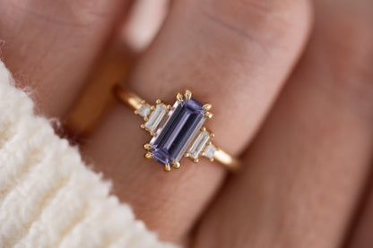 The Mira Ring | 1.44 CT Emerald Cut Purple Sapphire