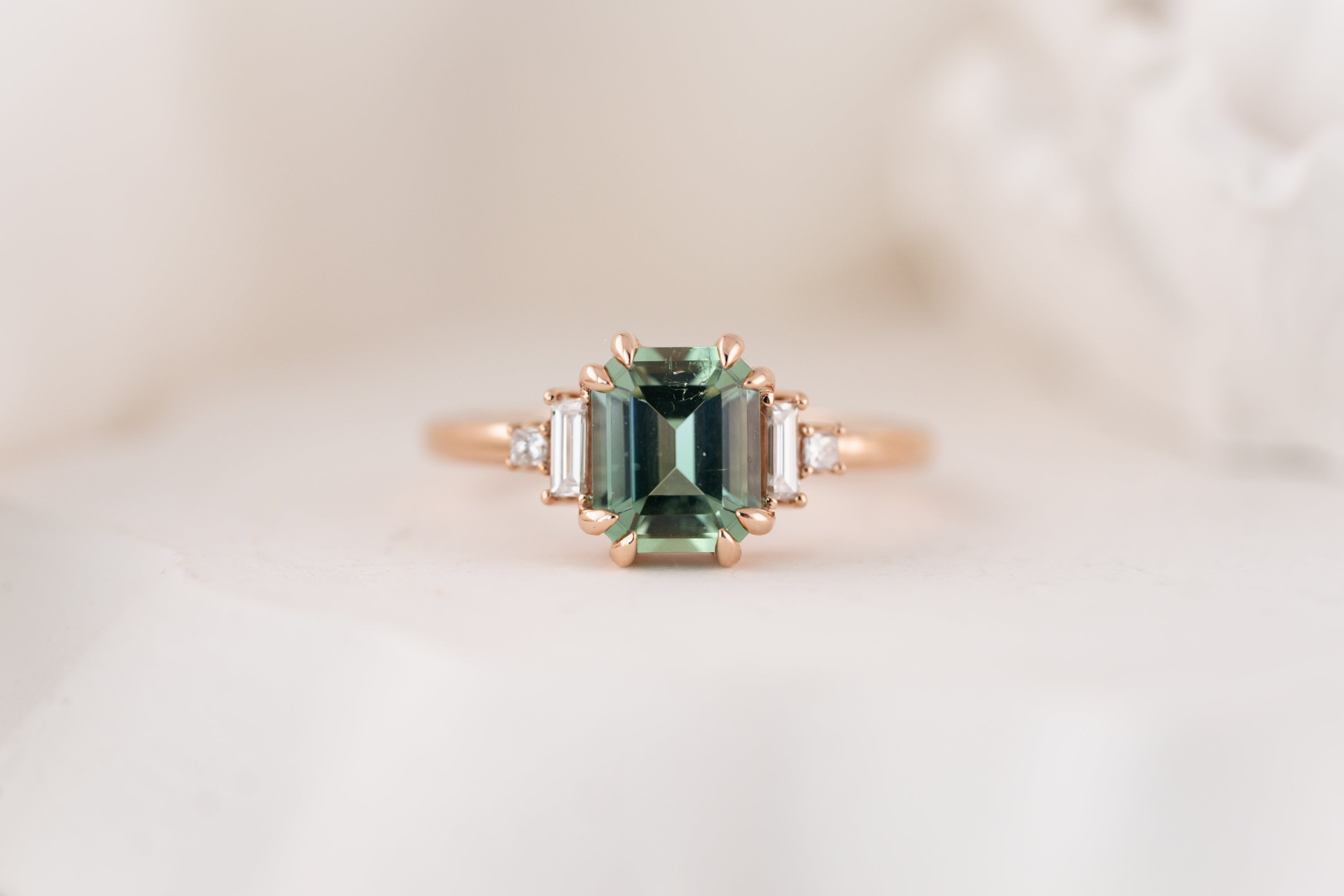 The Mira Ring | 1.52 CT Emerald Cut Lagoon Blue Tourmaline