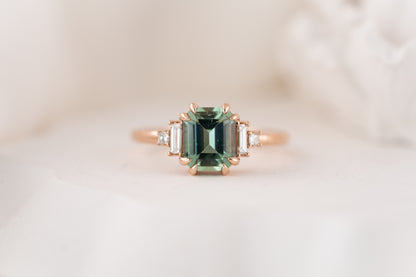 The Mira Ring | 1.52 CT Emerald Cut Lagoon Blue Tourmaline