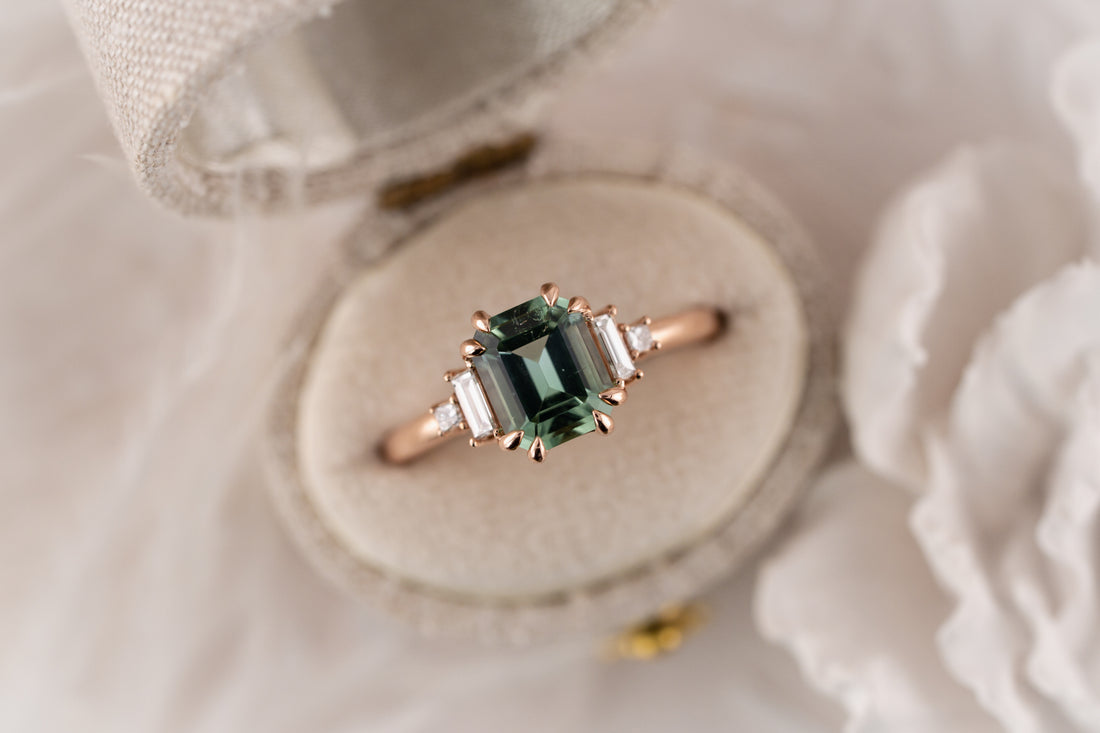 The Mira Ring | 1.52 CT Emerald Cut Lagoon Blue Tourmaline