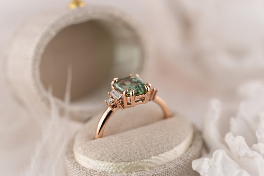 The Mira Ring | 1.52 CT Emerald Cut Lagoon Blue Tourmaline