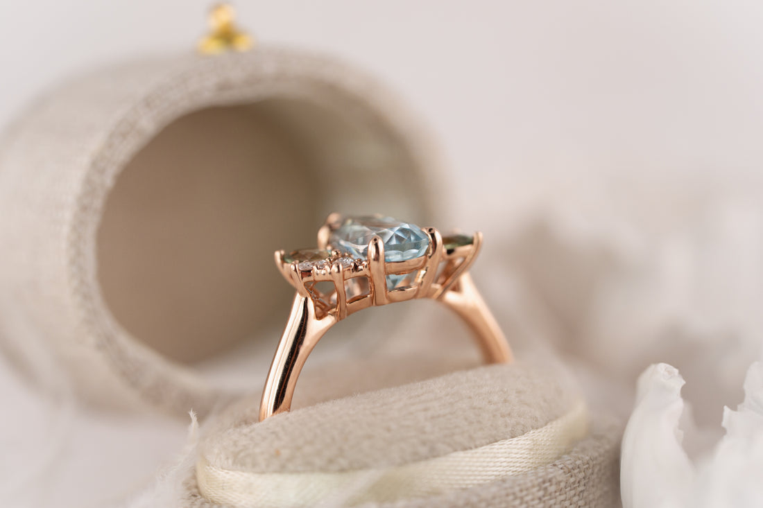 The Fleur Ring | 1.5 CT Pear Aquamarine