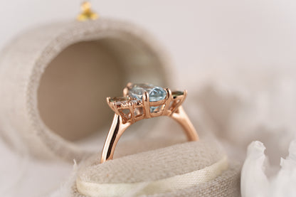 The Fleur Ring | 1.5 CT Pear Aquamarine