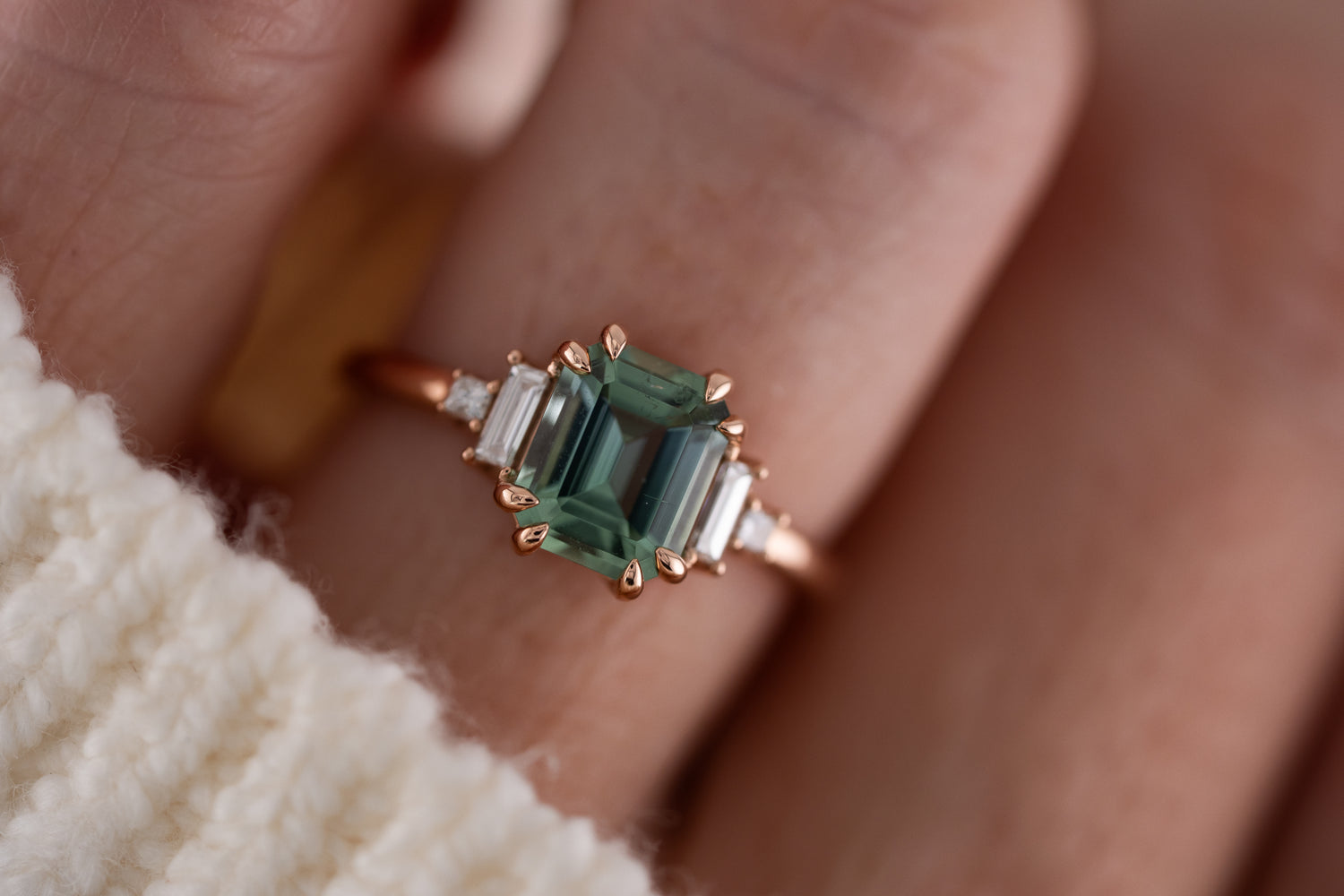 The Mira Ring | 1.52 CT Emerald Cut Lagoon Blue Tourmaline