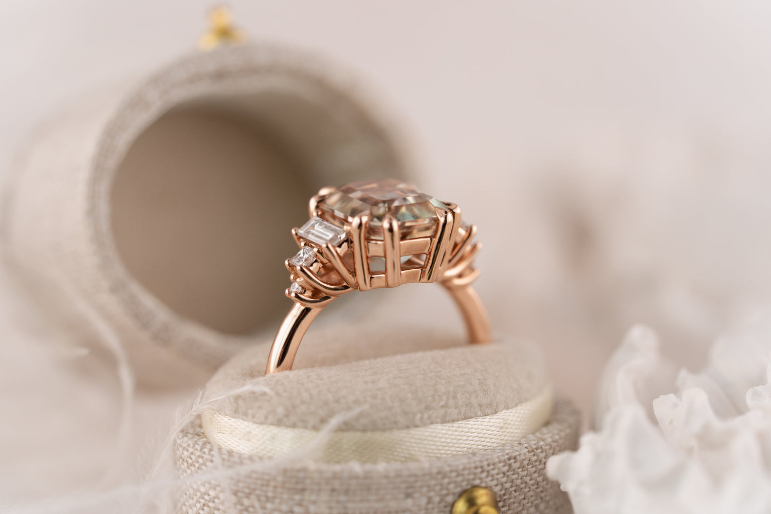 The Mira Ring | 3.88 CT Emerald Cut Bicolor Tourmaline