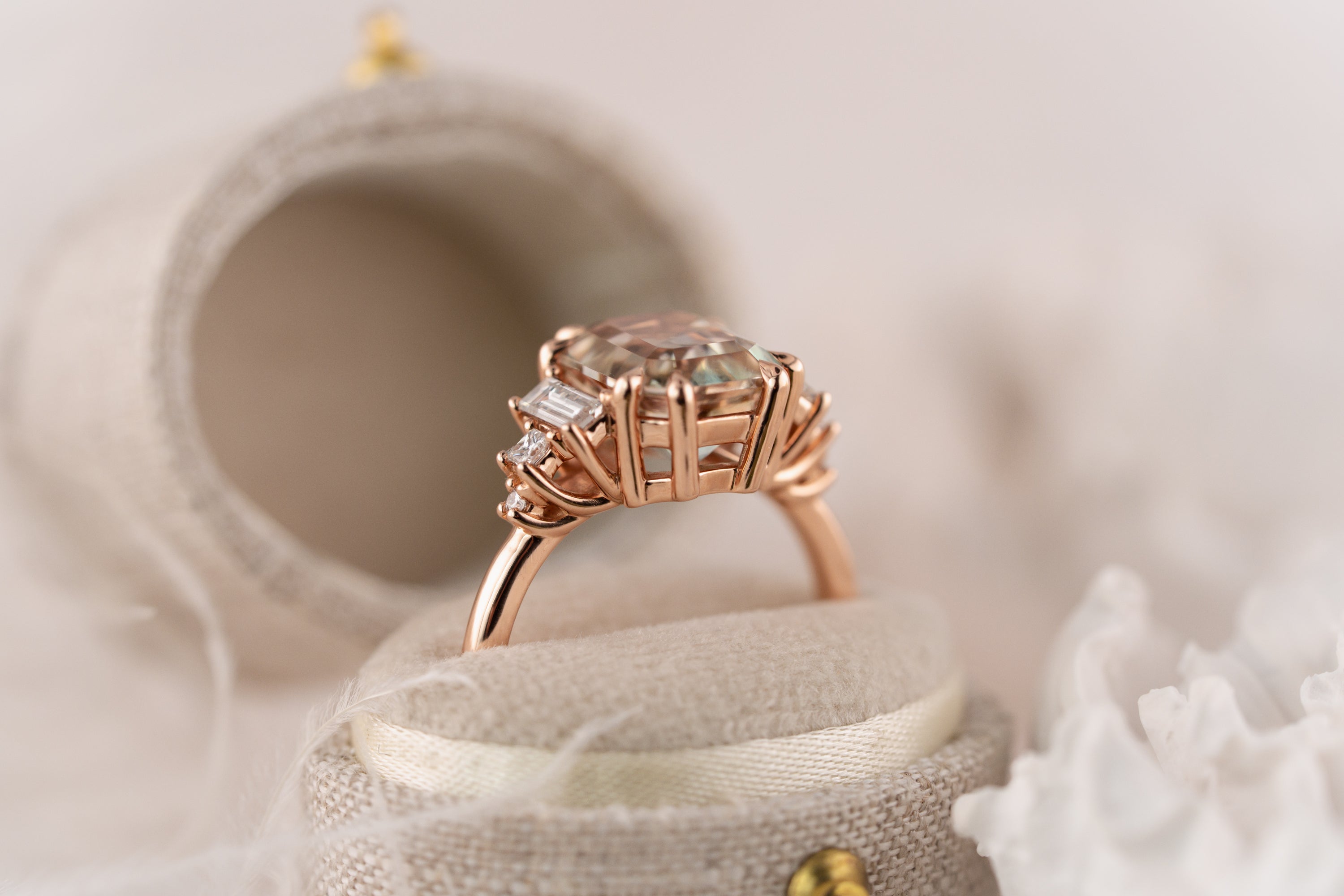 The Mira Ring | 3.88 CT Emerald Cut Bicolor Tourmaline