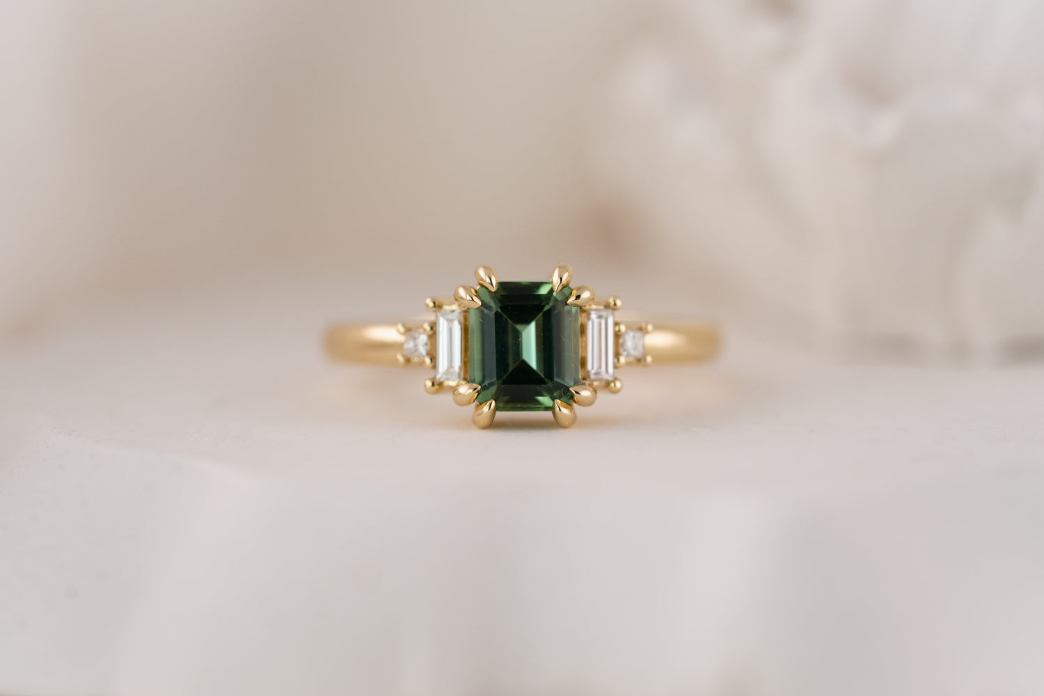 The Mira Ring | 1.18 CT Emerald Cut Lagoon Tourmaline