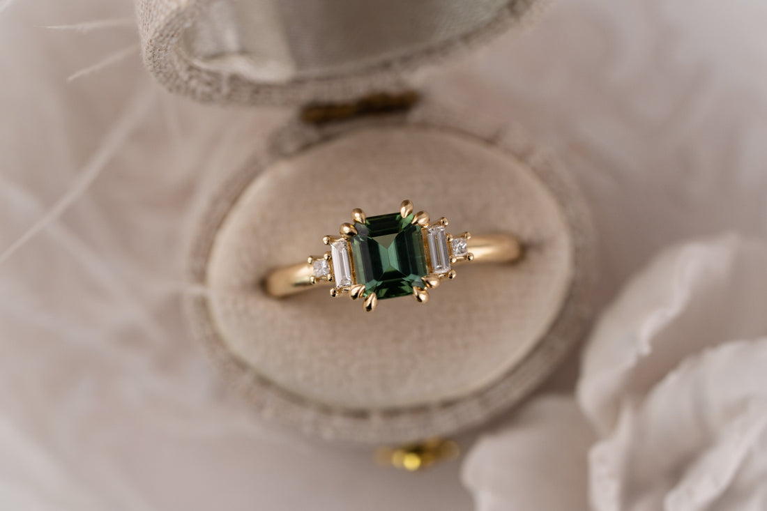 The Mira Ring | 1.18 CT Emerald Cut Lagoon Tourmaline