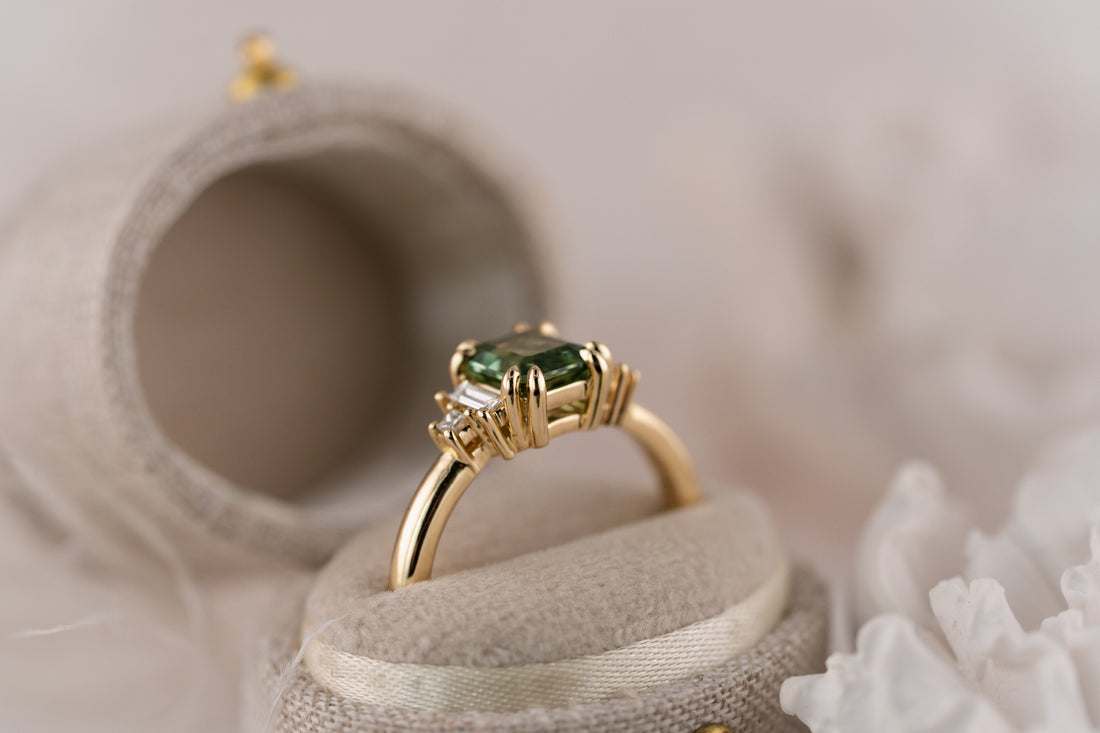 The Mira Ring | 1.18 CT Emerald Cut Lagoon Tourmaline