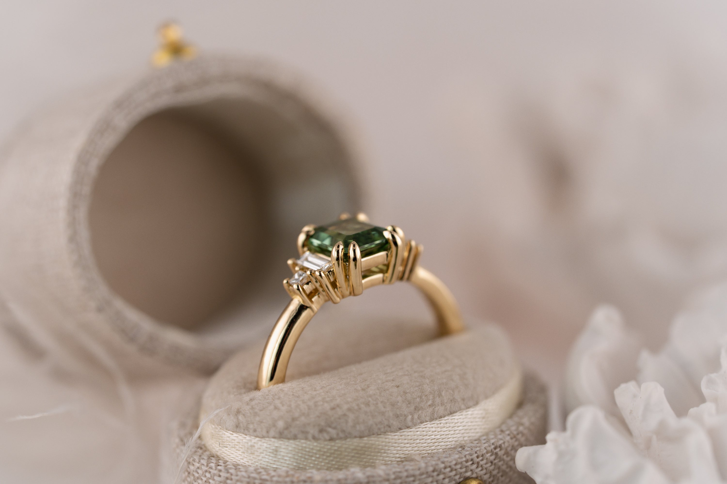 The Mira Ring | 1.18 CT Emerald Cut Lagoon Tourmaline