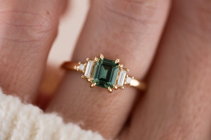 The Mira Ring | 1.18 CT Emerald Cut Lagoon Tourmaline