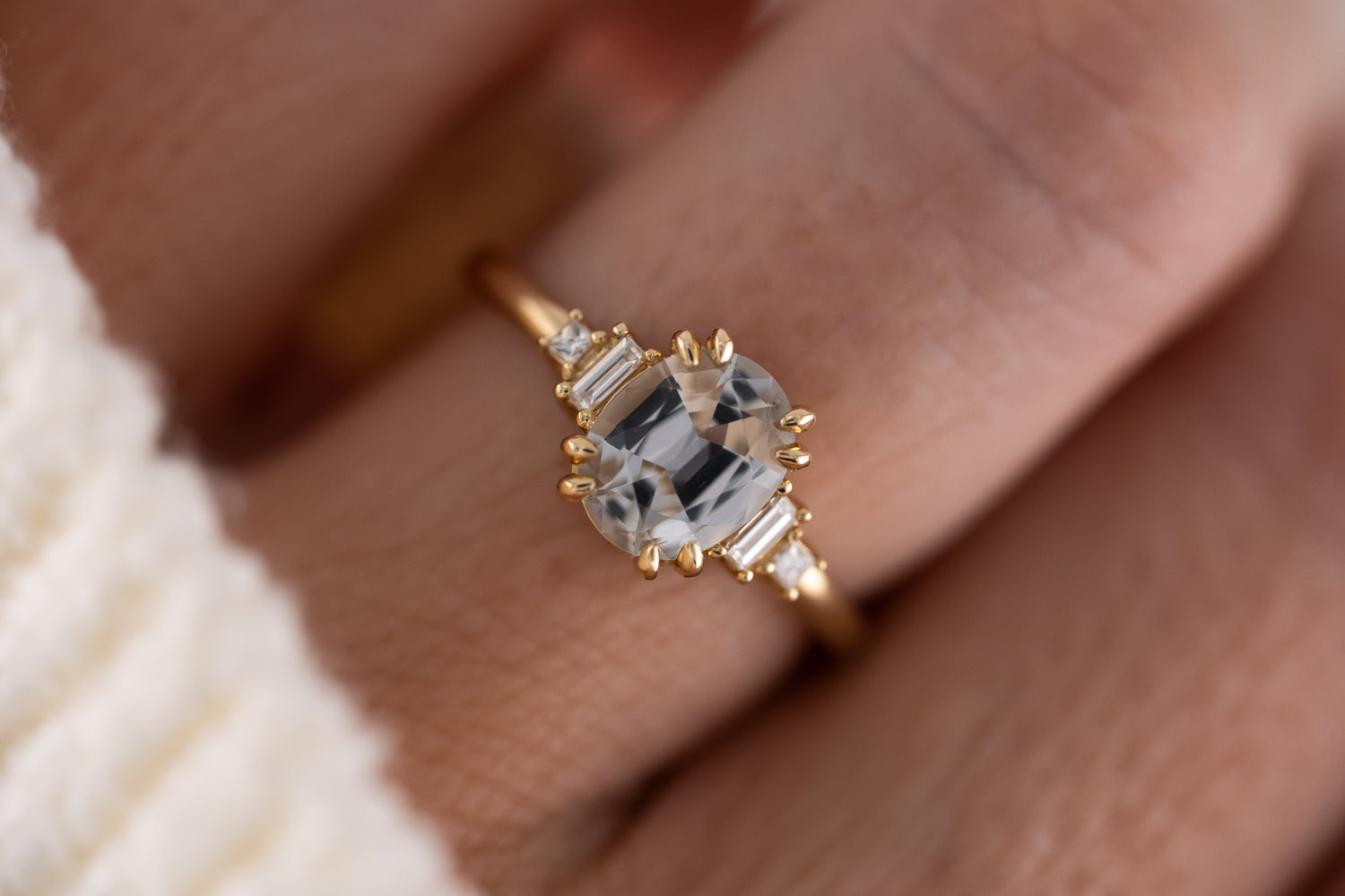 The Mira Ring | 1.69 CT Oval Silvery Blue Sapphire