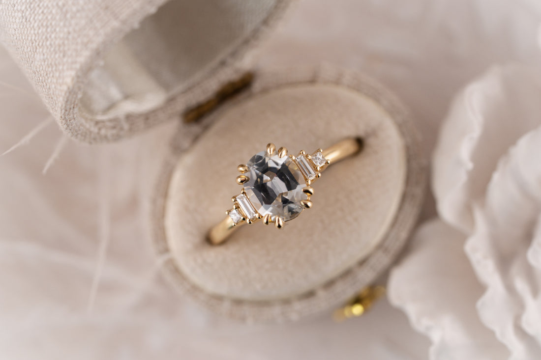 The Mira Ring | 1.69 CT Oval Silvery Blue Sapphire