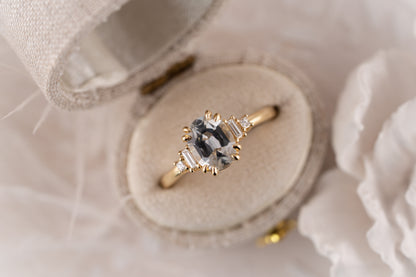 The Mira Ring | 1.69 CT Oval Silvery Blue Sapphire