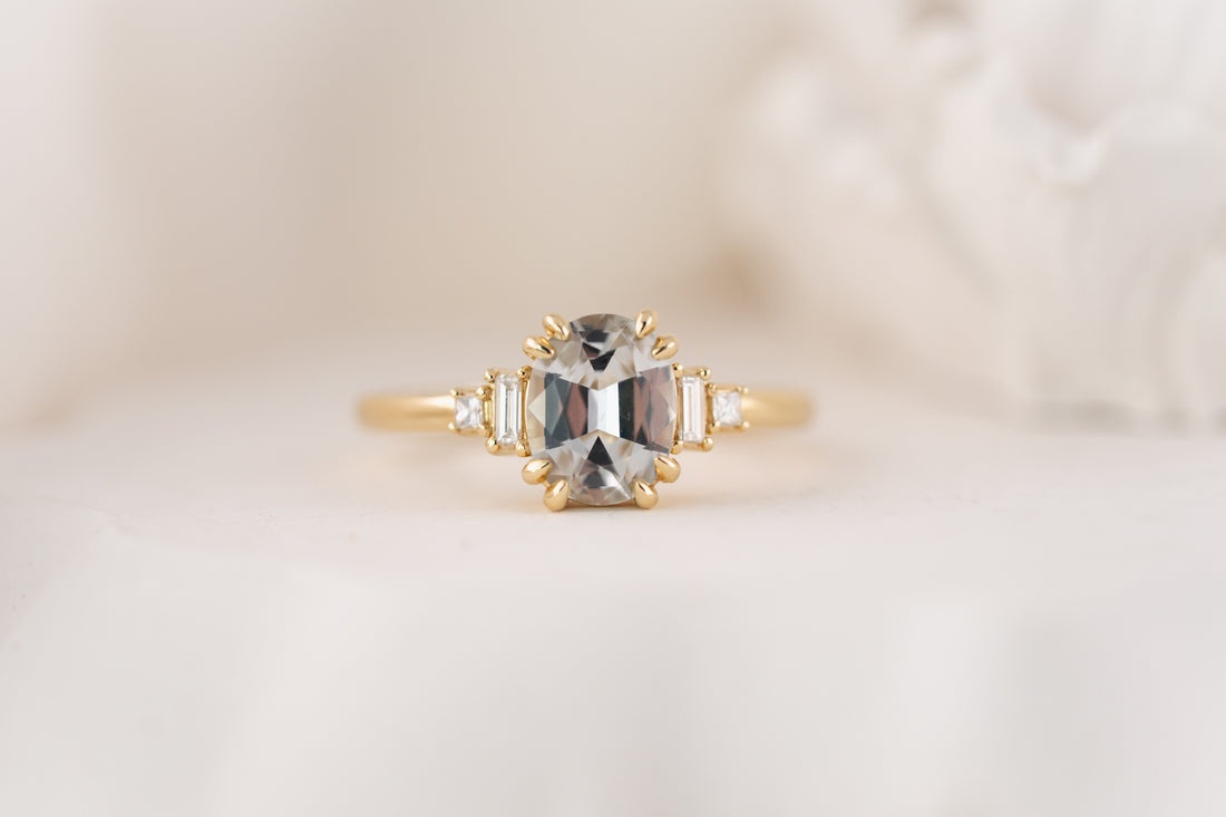 The Mira Ring | 1.69 CT Oval Silvery Blue Sapphire - Lavender Creek Gems