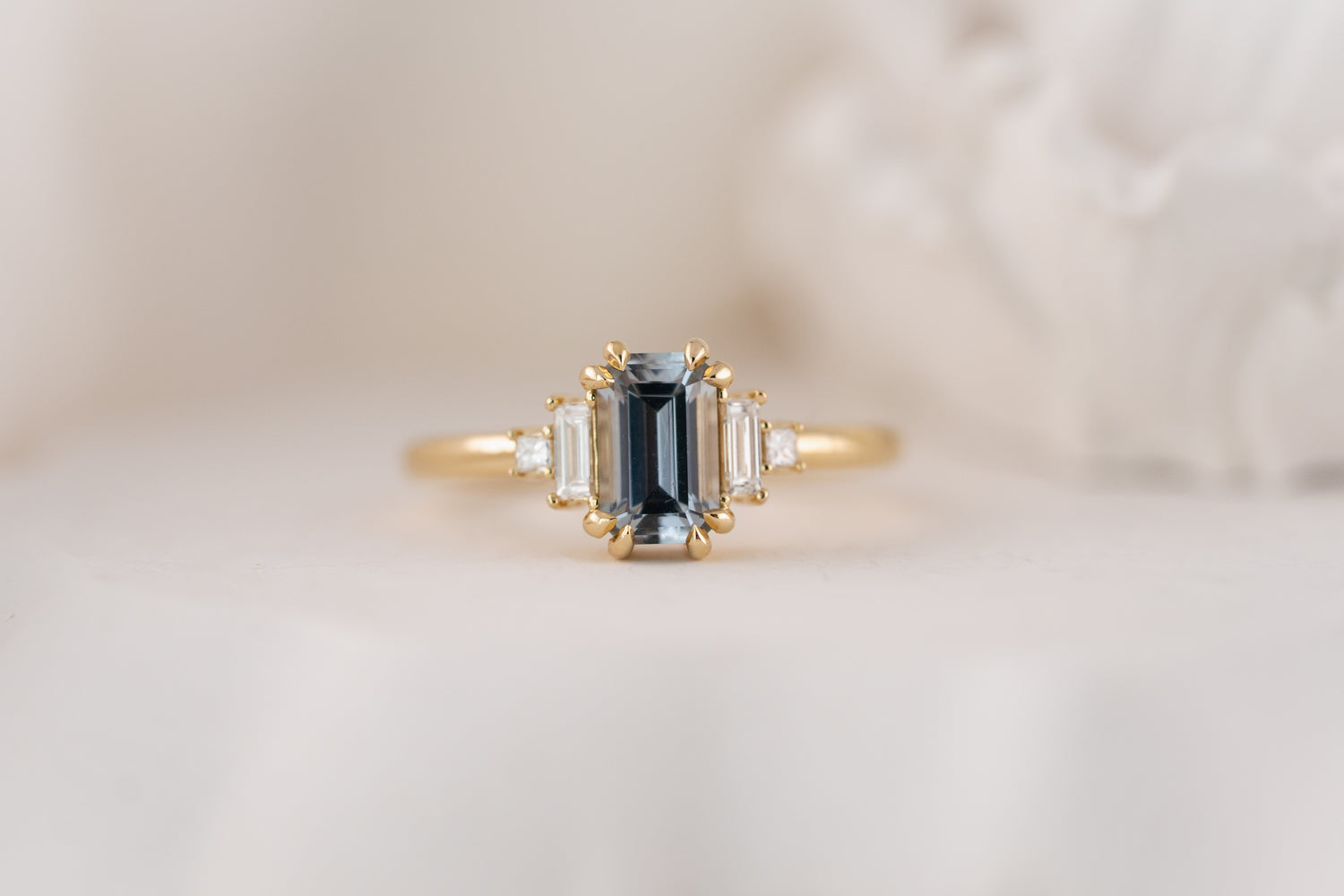 The Mira Ring | 1.22 CT Emerald Cut Pale Blue Sapphire