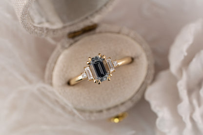 The Mira Ring | 1.22 CT Emerald Cut Pale Blue Sapphire