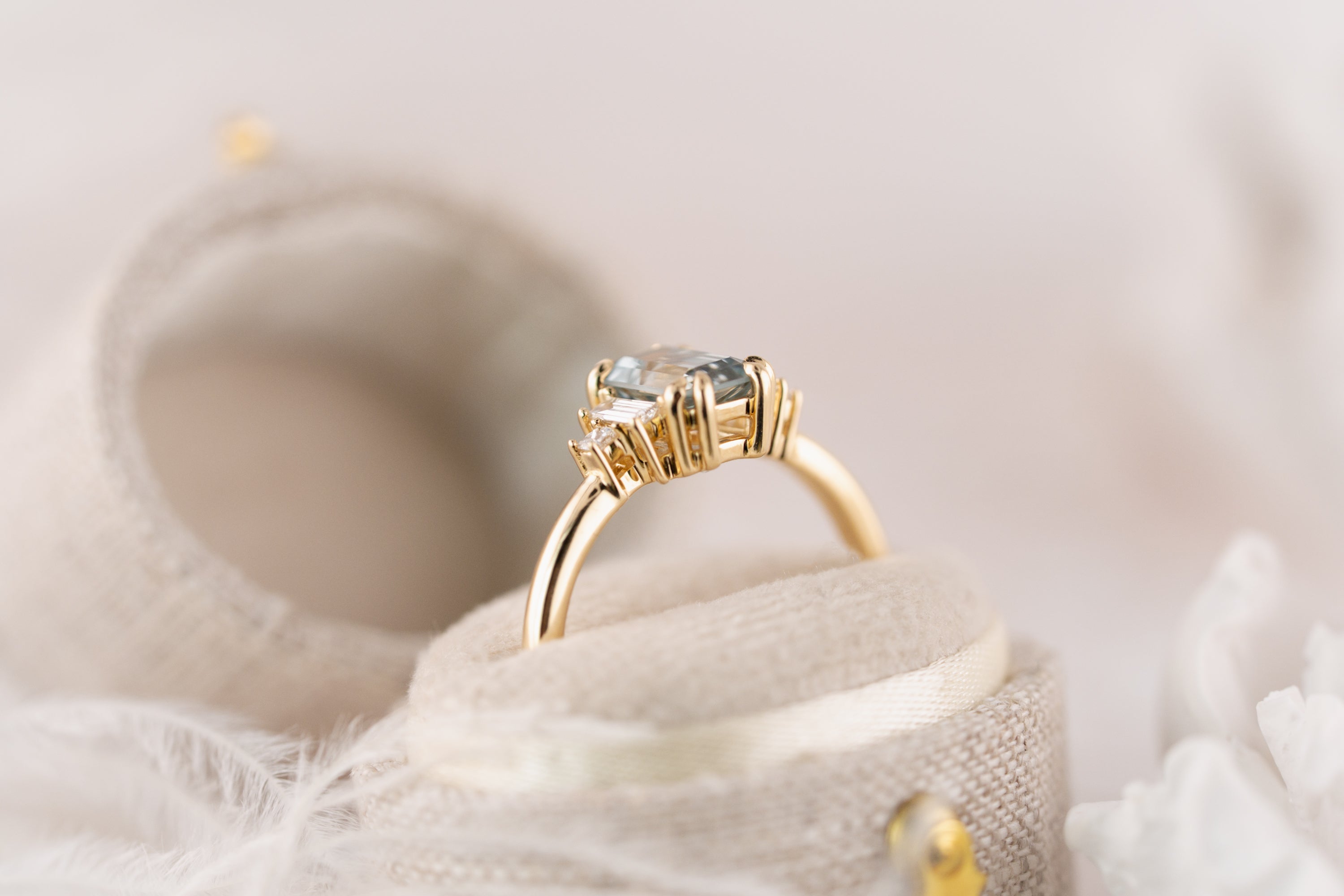 The Mira Ring | 1.22 CT Emerald Cut Pale Blue Sapphire