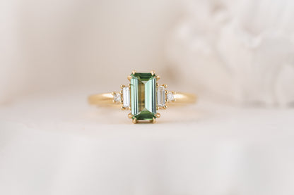 The Mira Ring | 1.38 CT Emerald Cut Lagoon Tourmaline