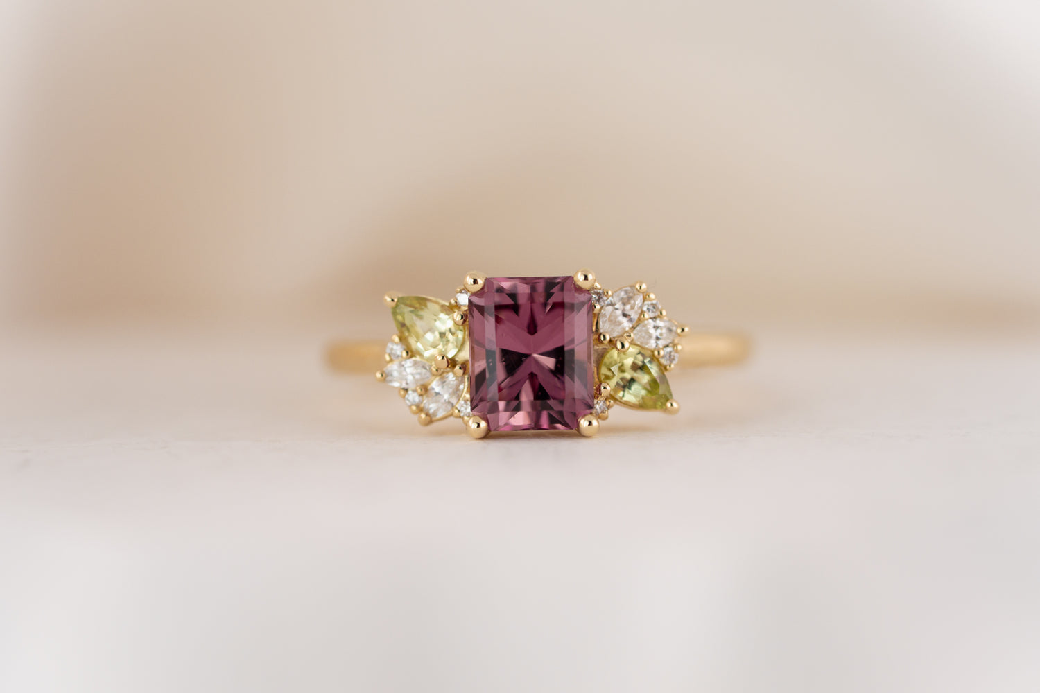 The Fleur Ring | 1.58 CT Radiant Pink Garnet
