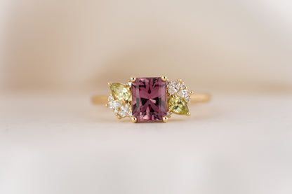 The Fleur Ring | 1.58 CT Radiant Pink Garnet