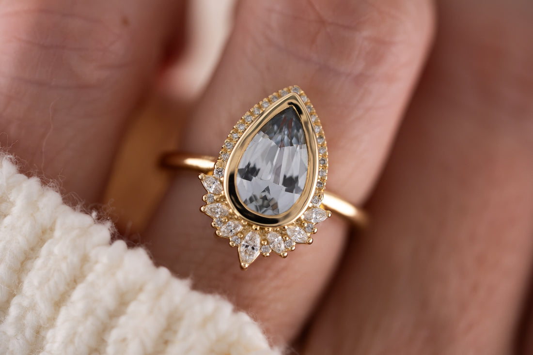 The Penelope Ring | 1.98 CT Pear Light Blue Sapphire - Lavender Creek Gems