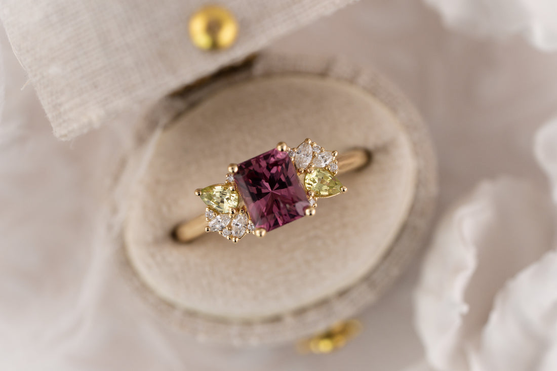 The Fleur Ring | 1.58 CT Radiant Pink Garnet