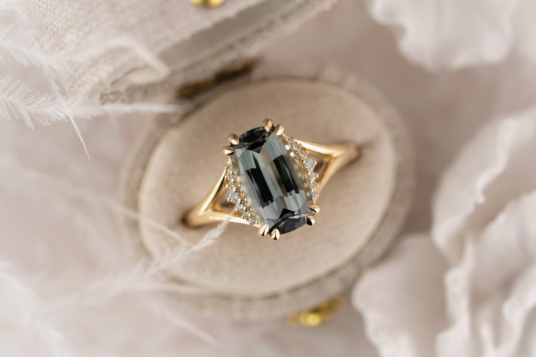 The Serendipity Ring | 2.78 CT Elongated Cushion Gray Tourmaline - Lavender Creek Gems