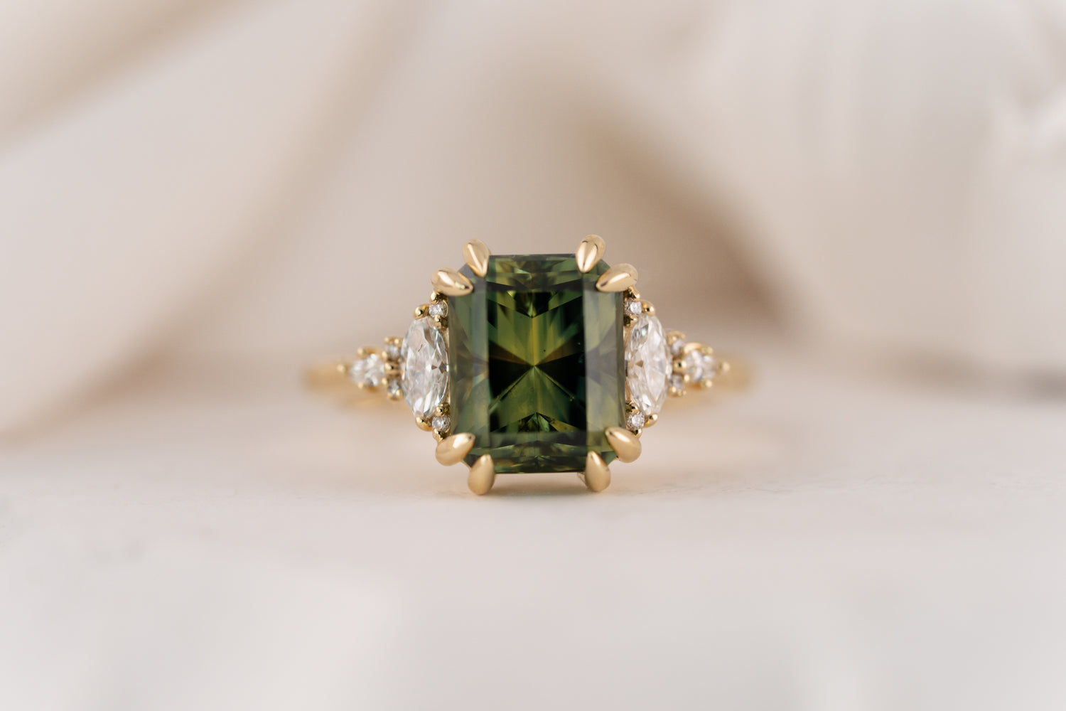 The Maeve Ring | 4.7 CT Radiant Green Sapphire