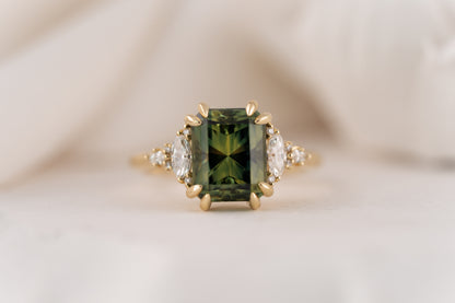 The Maeve Ring | 4.7 CT Radiant Green Sapphire