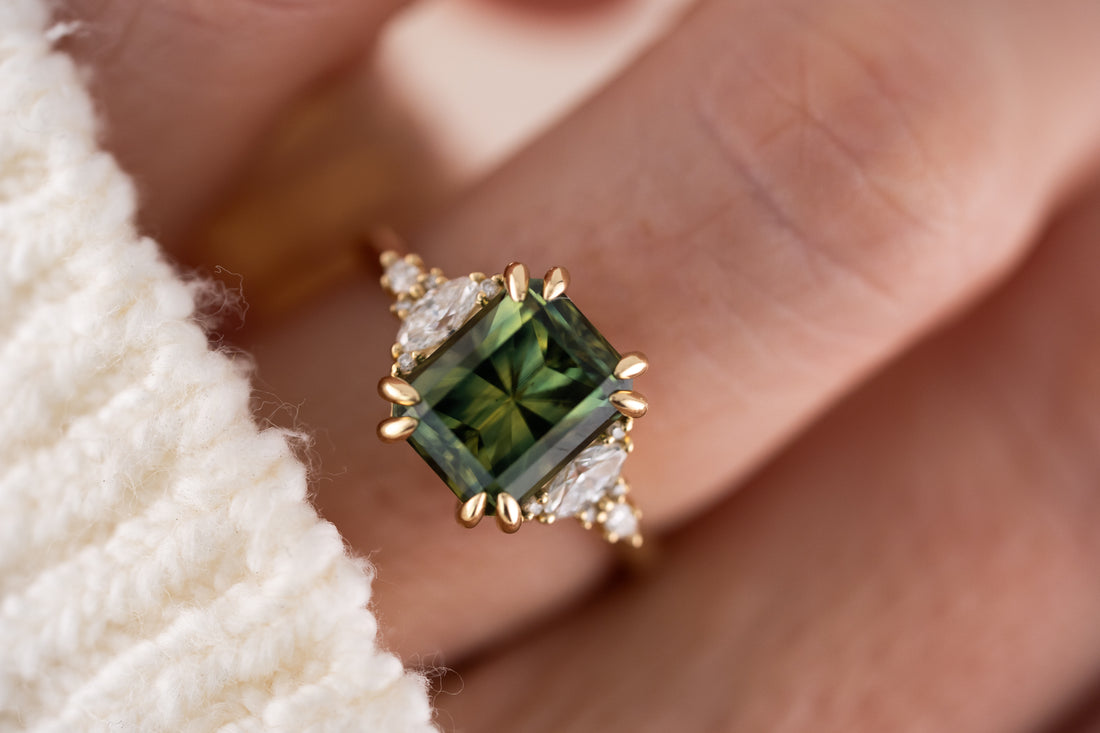 The Maeve Ring | 4.7 CT Radiant Green Sapphire