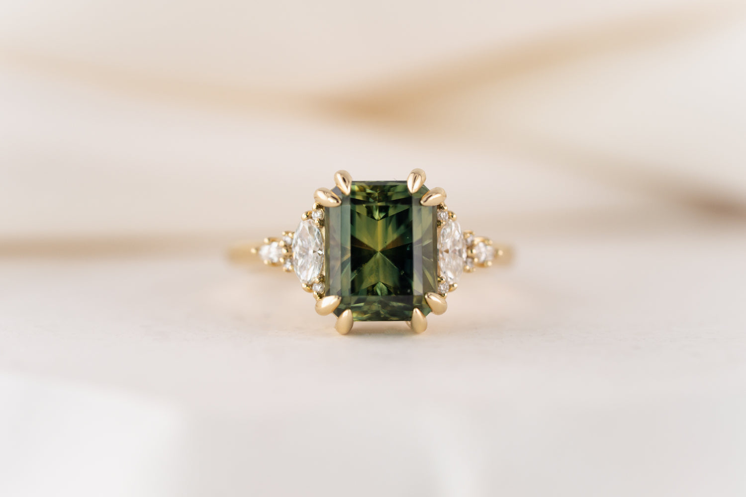 The Maeve Ring | 4.7 CT Radiant Green Sapphire