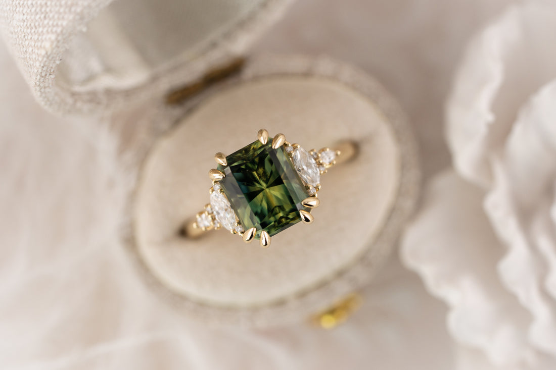 The Maeve Ring | 4.7 CT Radiant Green Sapphire