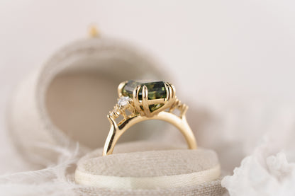 The Maeve Ring | 4.7 CT Radiant Green Sapphire