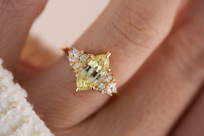 The Rosalie Ring | 2.89 CT Marquise Yellow Chrysoberyl